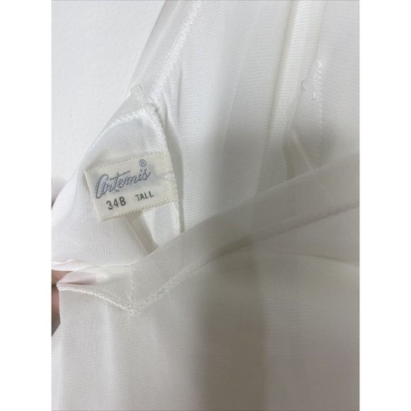 Vintage Artemis White Full Slip Embroidered Sheer Sz 34 B Tall 1950's Dress - Picture 8 of 9